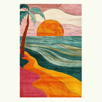 Retro Seaside Oasis Hand Tufted Rug