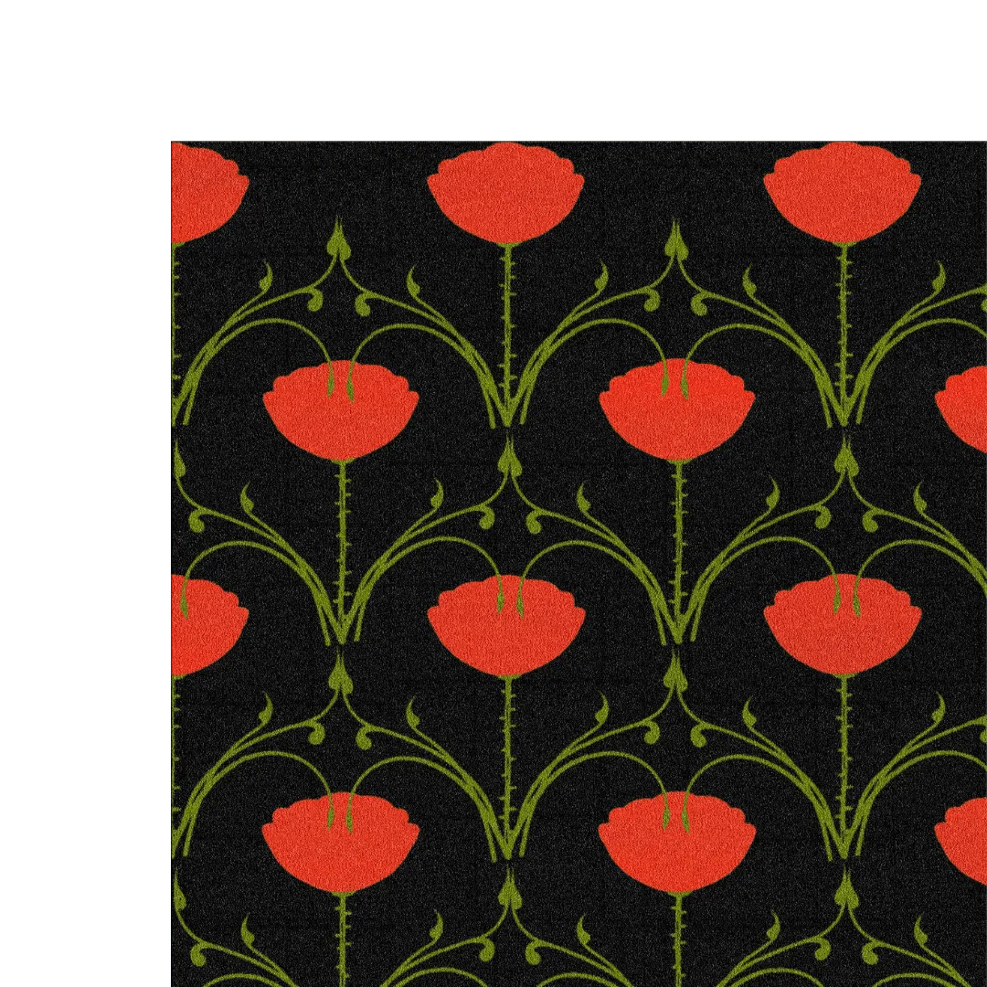 1001 Roses Hand Tufted Rug - Black