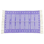 Handwoven Purple and White Stripe Cotton Rug with Fringes