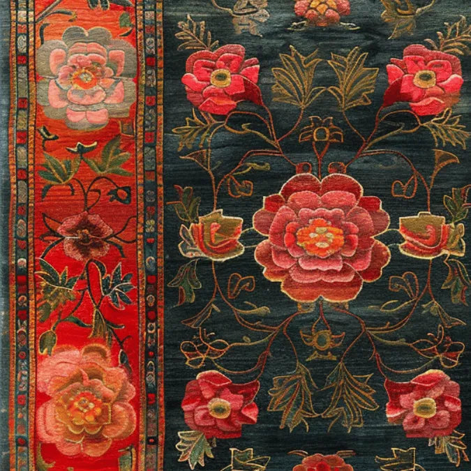 Scarlet Blossom Heritage Hand Tufted Rug