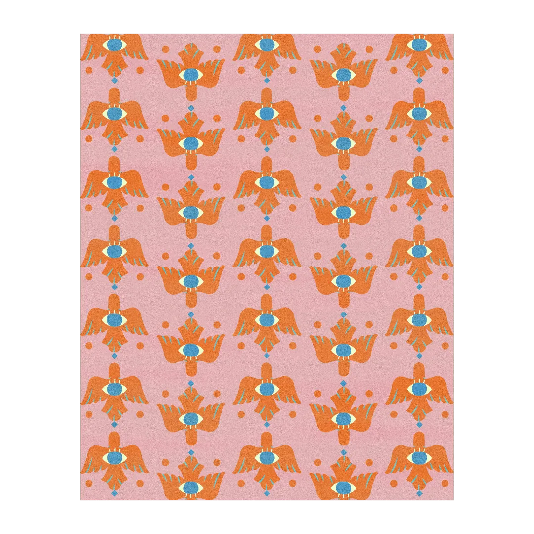 Azure Avian Hand Tufted Wool Rug - Orange