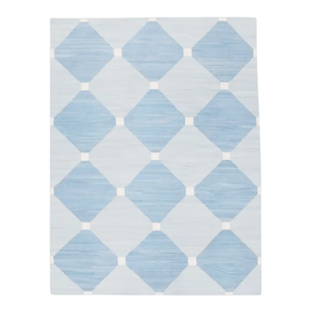 Diamond Blue Classic Dhurrie Cotton Rug