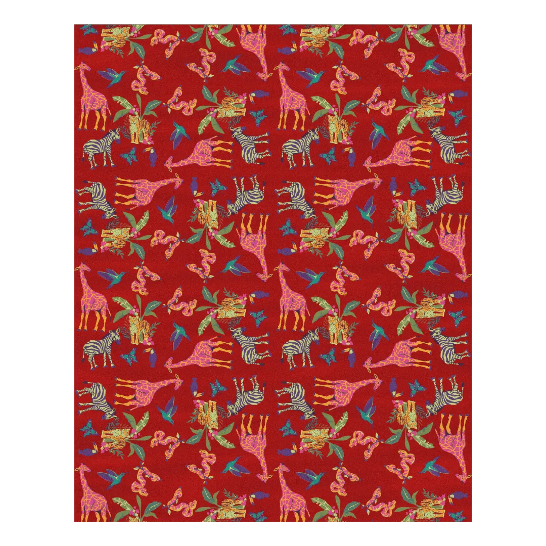 Summer Tropical Safari Hand-Tufted Rug - Red