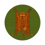 Orange Tibetan Tiger Green Hand Tufted Round Rug