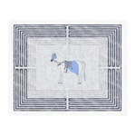 Classic Horse Silver Maze Hand Tufted Rug