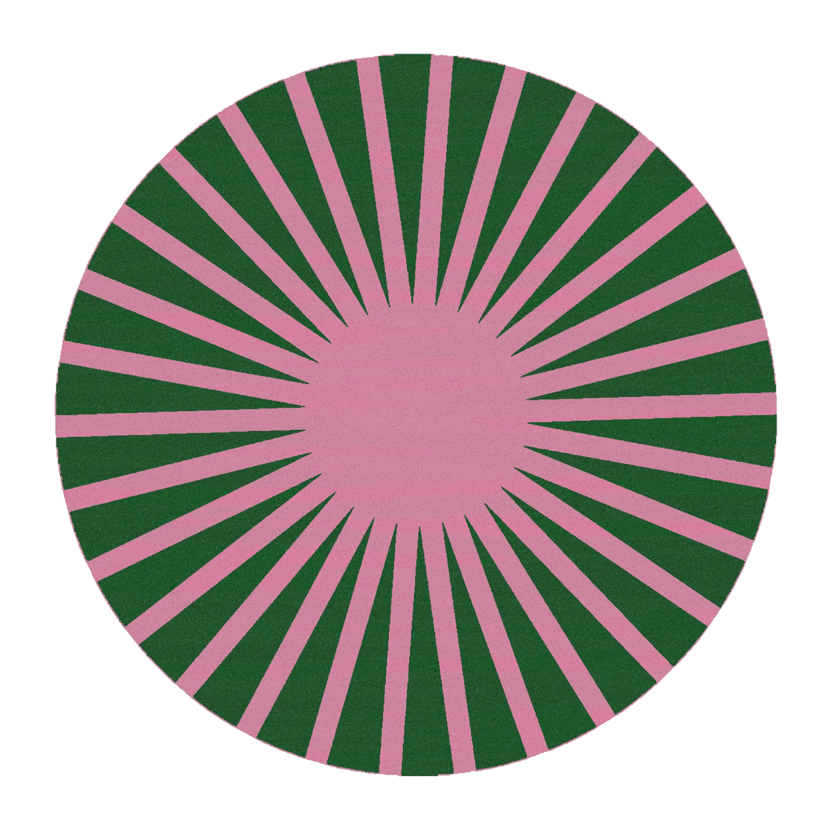 Contemporary Green and Pink Ray Round Hand Tufted Wool Rug