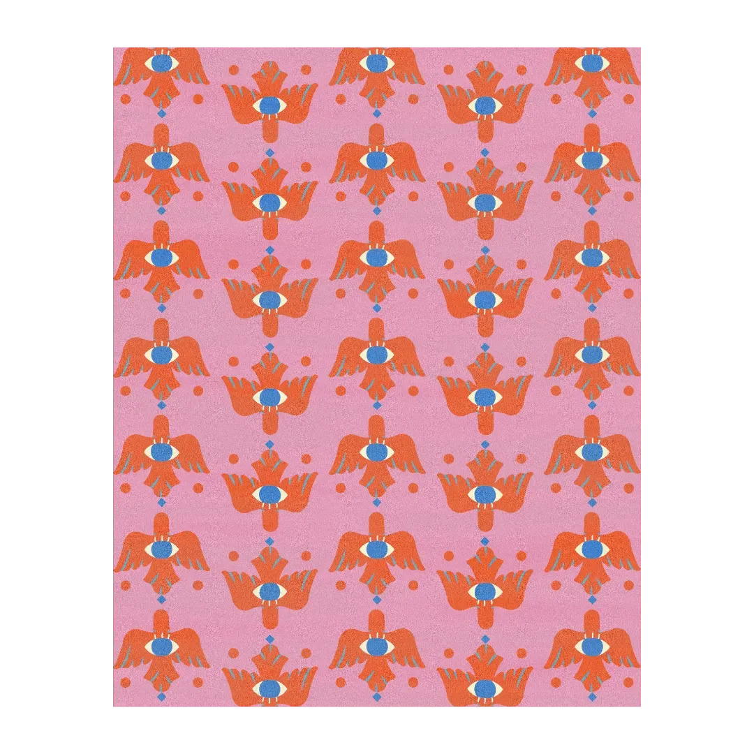 Azure Avian Hand Tufted Wool Rug - Pink