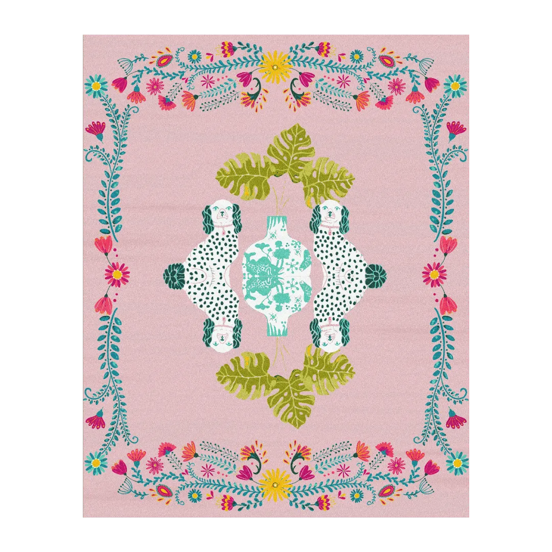 Floral Monstera Staffordshire Pastel Hand Tufted Rug