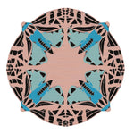 Round Abstract Butterfly Hand Tufted Rug - Blue