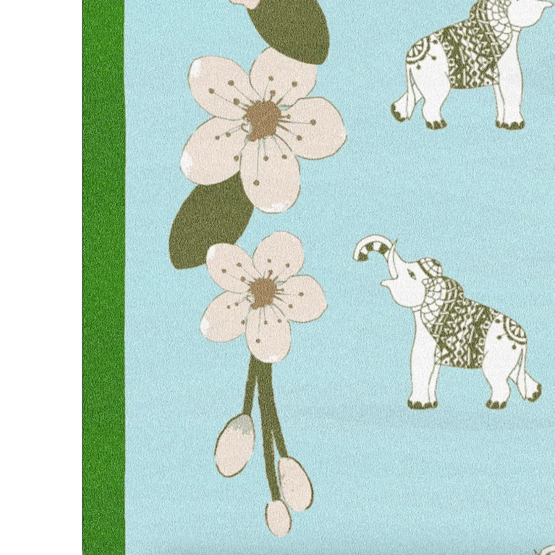 Elephants in the Terrace Floral Hand Tufted Rug