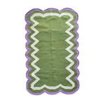 Handmade Scalloped Cotton Area Rug - Purple Green