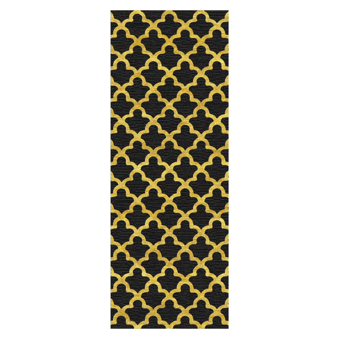 Golden Art Deco Scale Black Tufted Rug