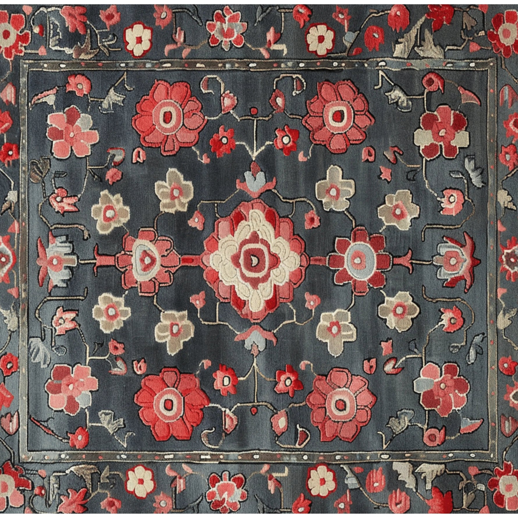 Midnight Floral Trellis Hand Tufted Rug