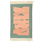 Handwoven Light Green Peachy Fringes Cotton Rug