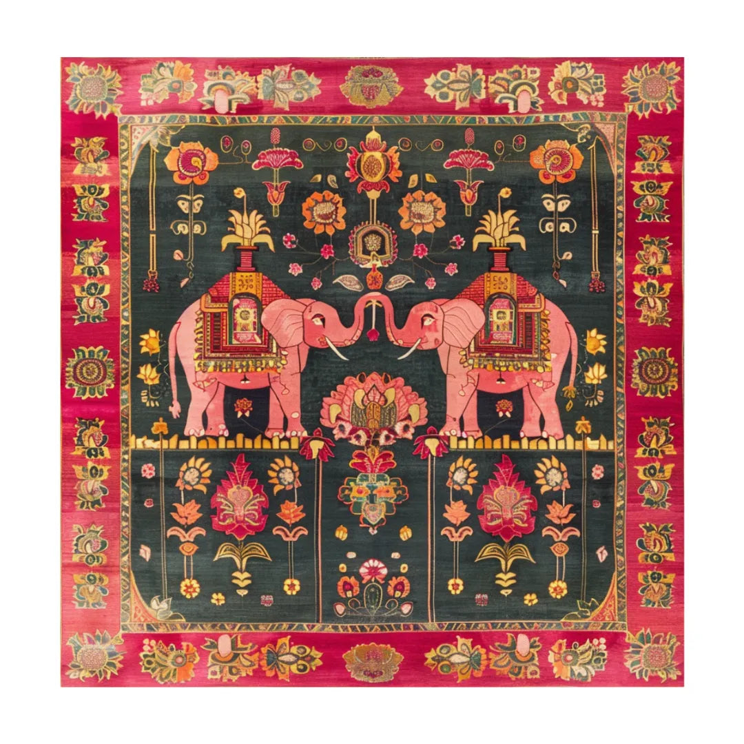 Royal Elephants Tapestry Wool Hand Knotted Area Rug