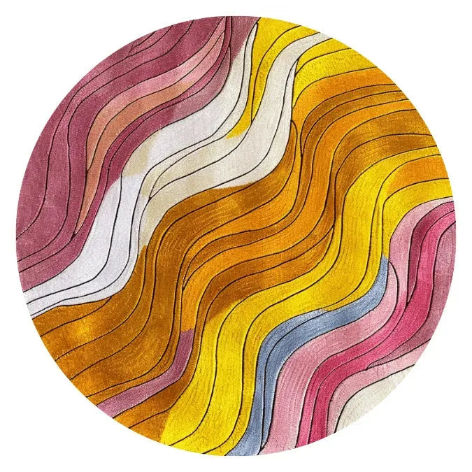 Wave Dance Hand Tufted Round Rug