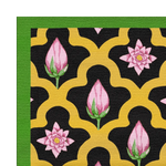 Gold Border Scallop and Lotus Hand Tufted Rug - Black