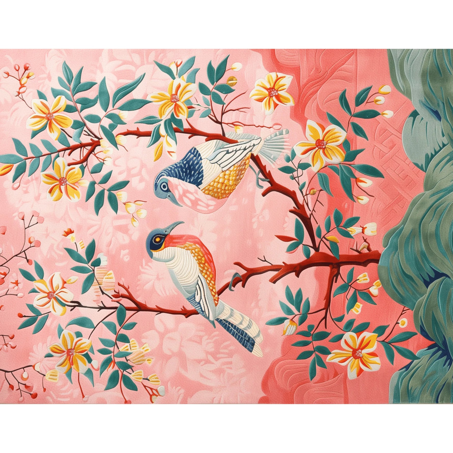 Blushing Birds Garden Hand Tufted Rug