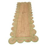 Handmade Scalloped Border Jute Rug - Light Green