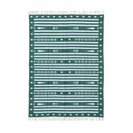 Handwoven Green and White Traditional Cotton Rug with Fringes