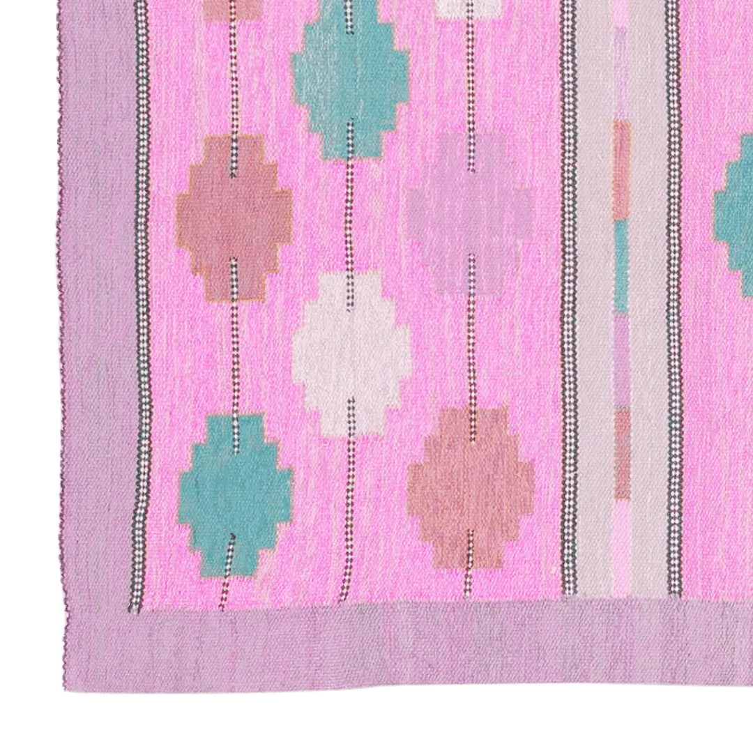 Fez Flair Dhurrie Cotton Rug - Pink