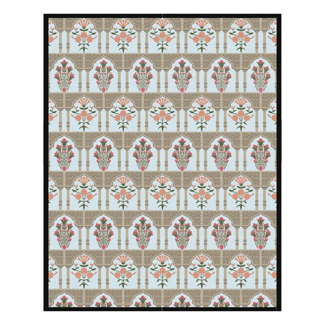 Floral Gates Hand Tufted Rug - Black Border