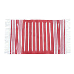 Handwoven Red and White Stripe Minimalistic Cotton Rug with Fringes