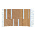 Handwoven Turmeric and White Minimalistic Cotton Rug with Fringes