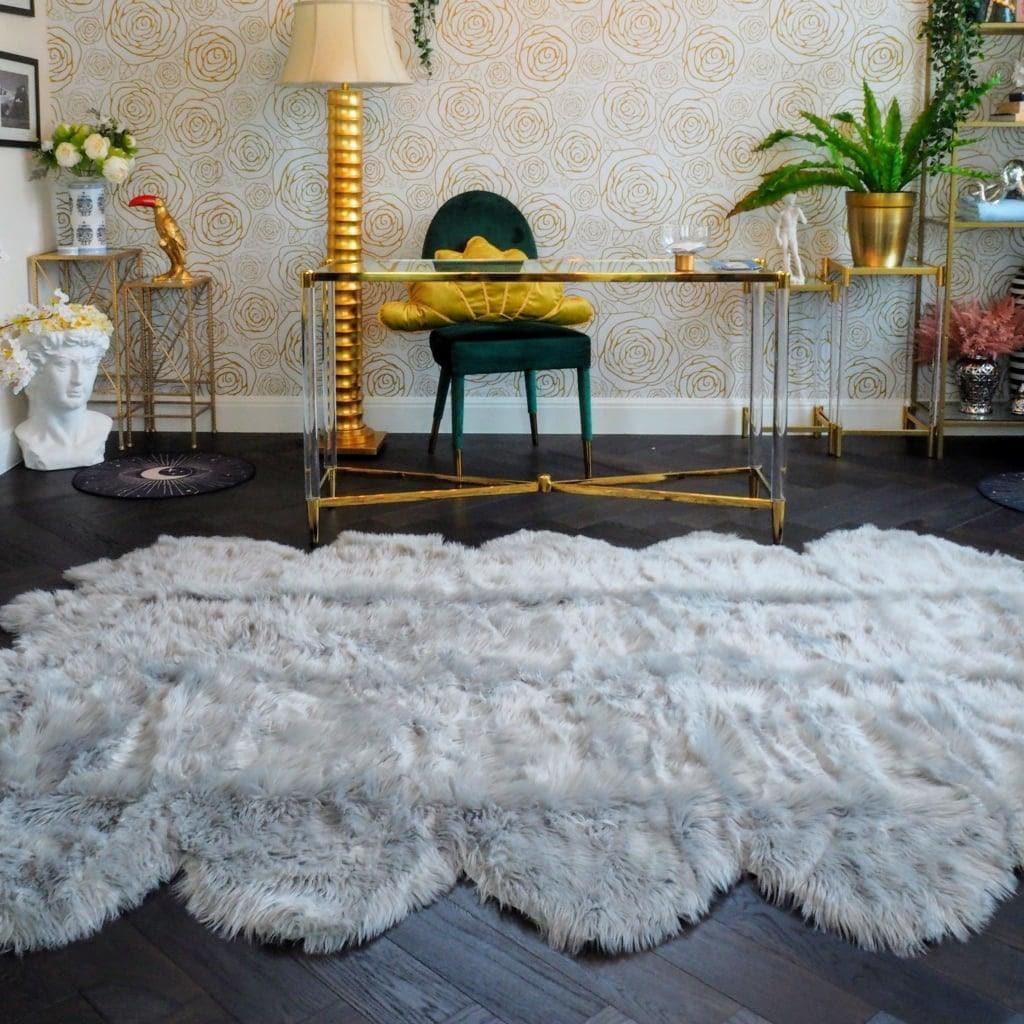 6' x 9' Artificial Wool Faux Fur Rug - Gray