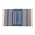 Handwoven Peachy Azure Serenity Fringe Haven Cotton Rug