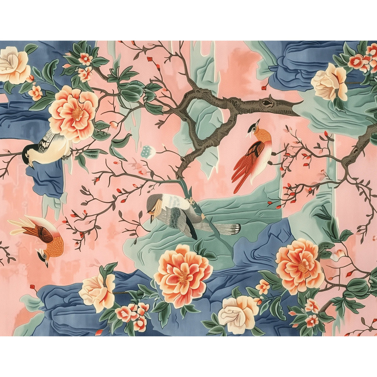 Birds & Blossom Scape Hand Tufted Rug