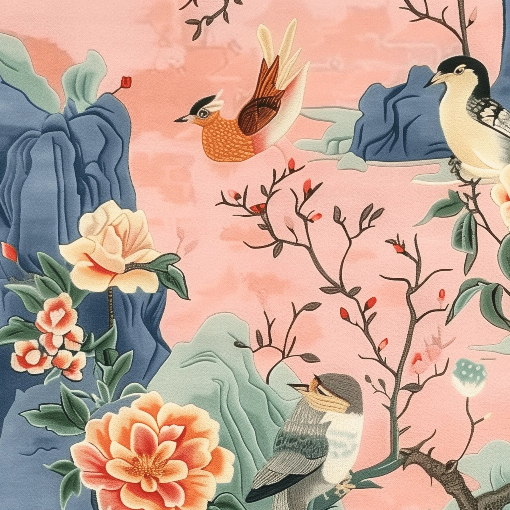 Birds & Blossom Scape Hand Tufted Rug