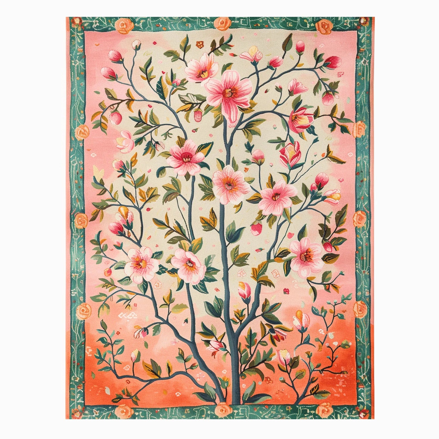 Regal Floral Frame Hand Tufted Rug