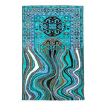 The Alaia Persian Turquoise Melting area rug features a stunning blend of turquoise tones with intricate Persian patterns. Its soft texture and unique, melting design add a sophisticated and artistic touch to any room.