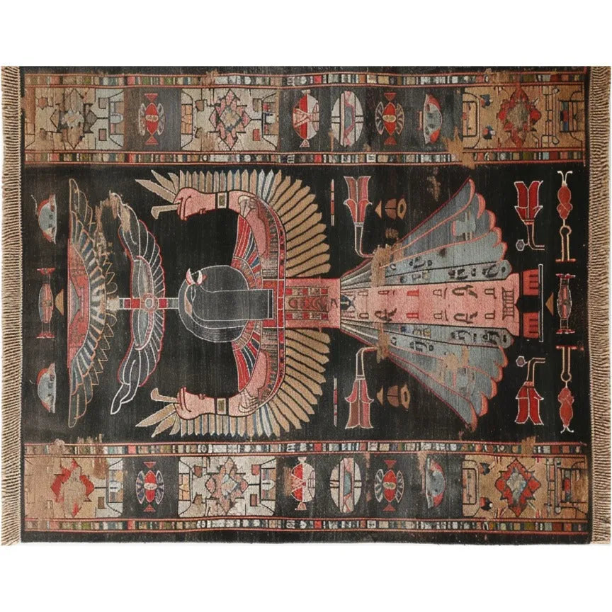 Ancient Egyptian Hieroglyph Hand Knotted Area Rug