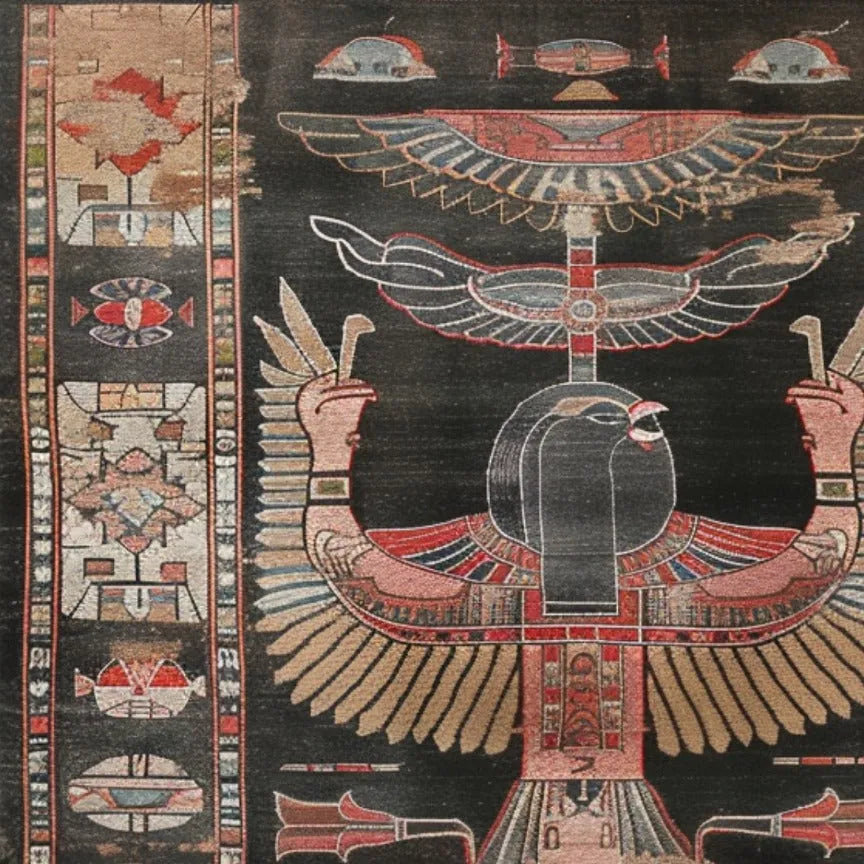 Ancient Egyptian Hieroglyph Hand Knotted Area Rug