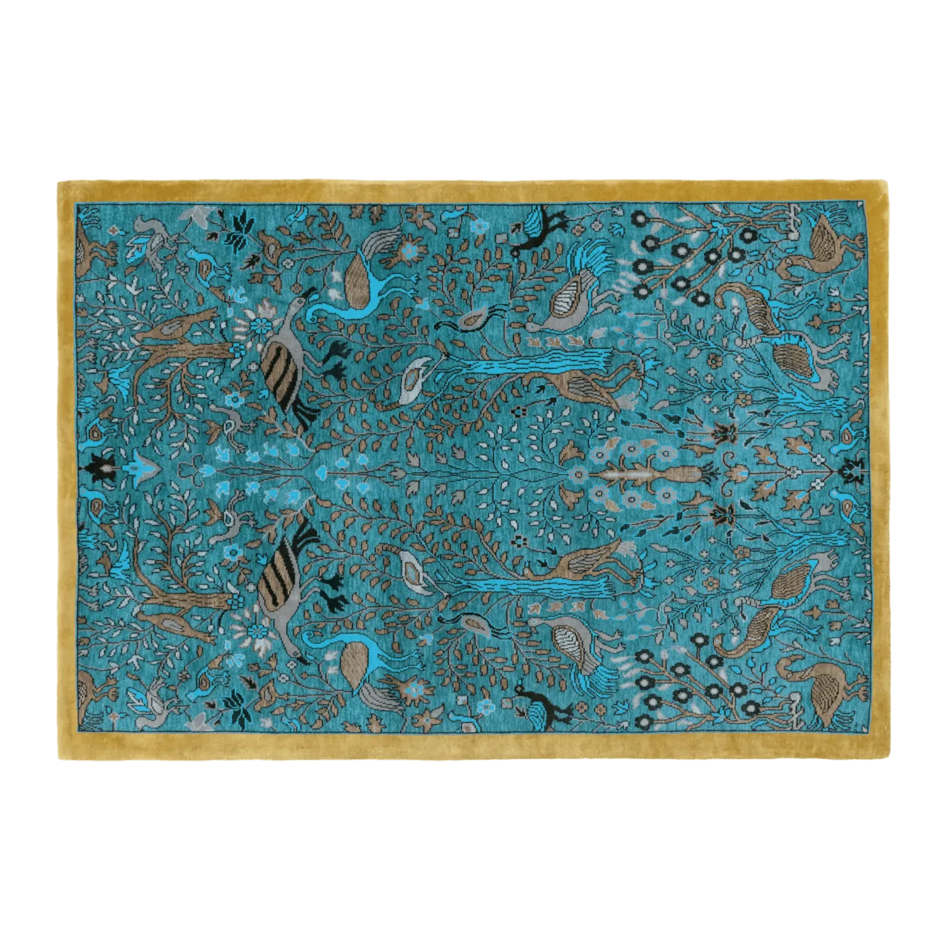 Birds of Paradise Traditional Hand Tufted Wool Rug - Blue