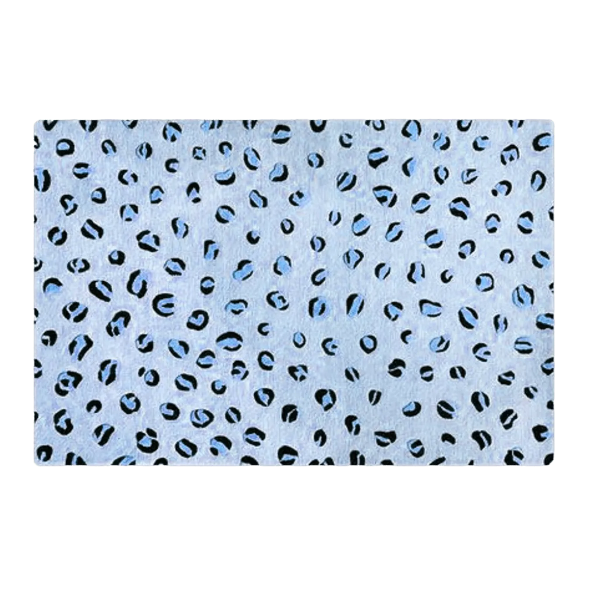 Blue Leopard Print Hand Tufted Wool Rug