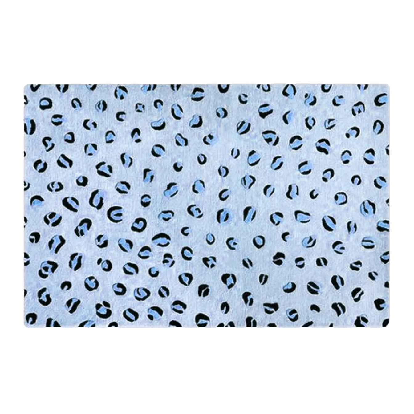 Blue Leopard Print Hand Tufted Wool Rug