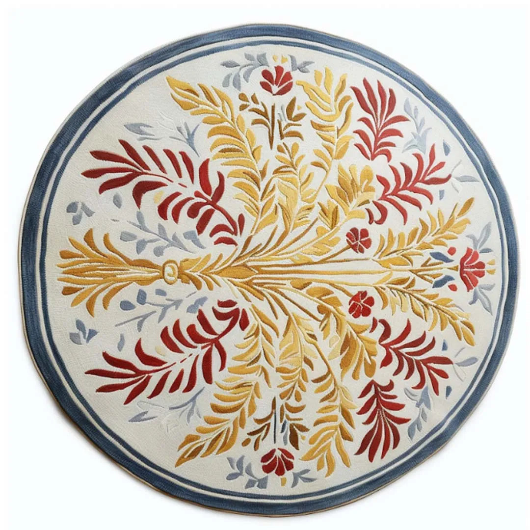 Botanical Radiance Round Hand Tufted Wool Rug