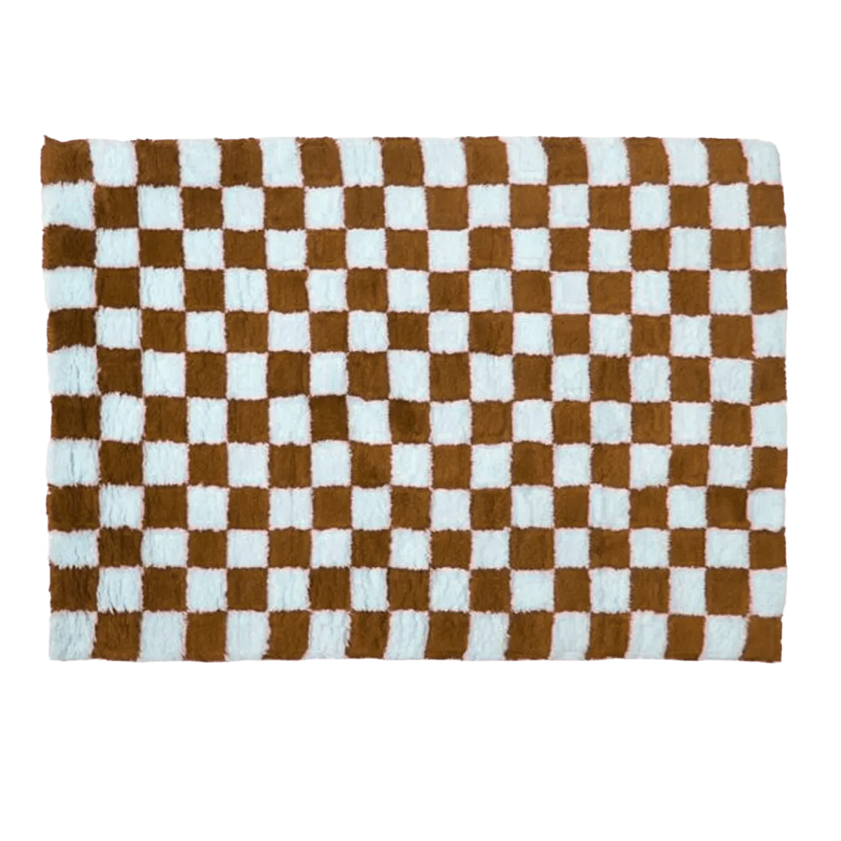 Brown and White Classic Checker Wool Rug