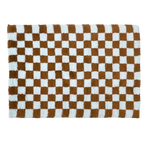 Brown and White Classic Checker Wool Rug