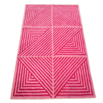 Contemporary Hot Pink Geometric Hand Tufted Wool Rug