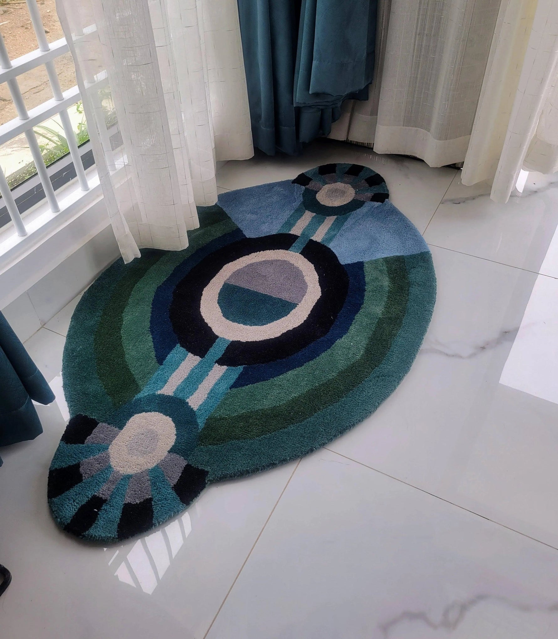 Contemporary Round Evil Eye Hand Tufted Wool Rug