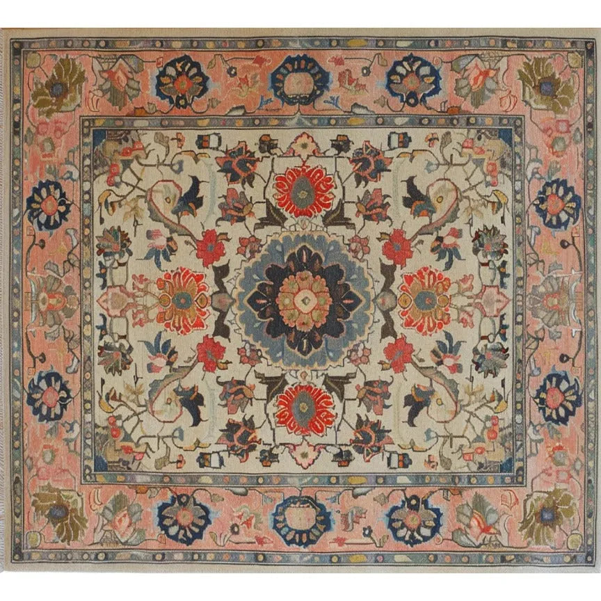 Crimson Medallion Serenity Hand Knotted Area Rug