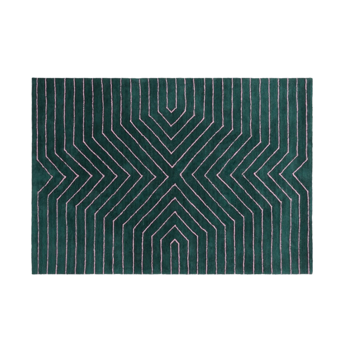 Dark Teal Geometric Hand Tufted Wool Rug