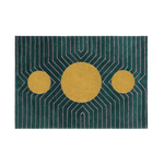 Dark Teal Golden Geometric Hand Tufted Wool Rug