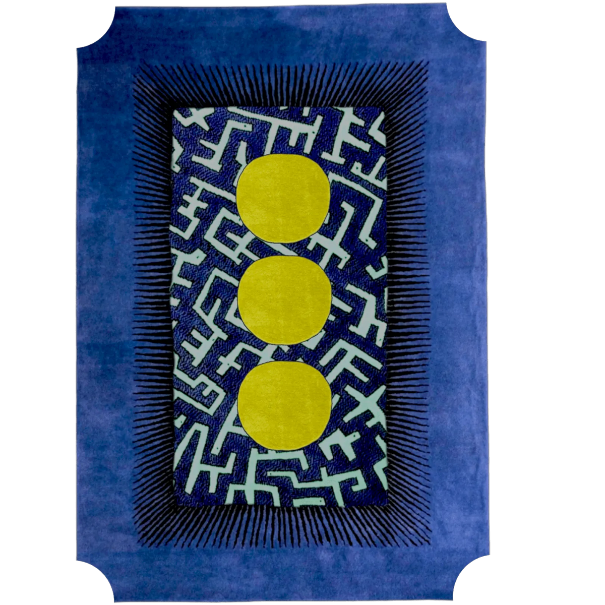 Edged Valley of the Suns Hand Tufted Wool Rug - Blue