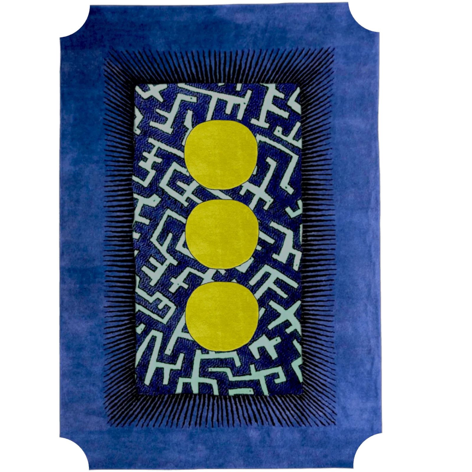 Edged Valley of the Suns Hand Tufted Wool Rug - Blue