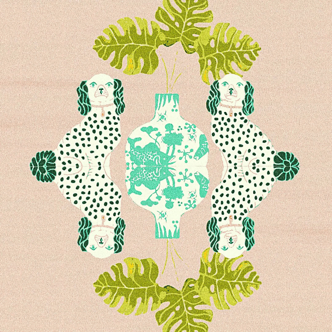 Floral Monstera Staffordshire Hand Tufted Rug - Champagne Glory